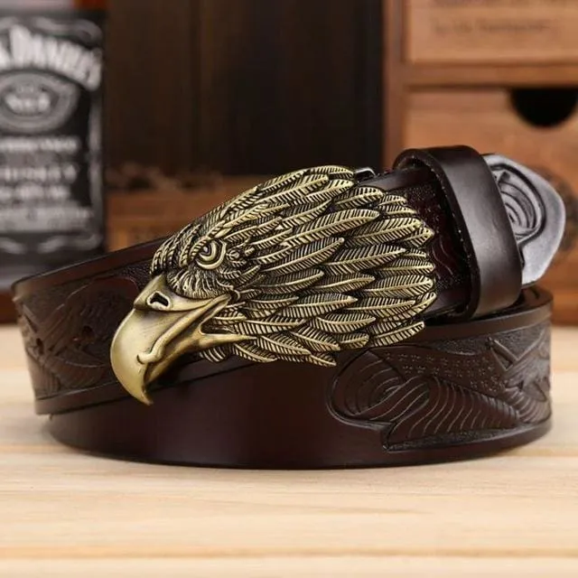 High Quality Designer Waist Strap Punk Cowboy Genuine Leather Belt