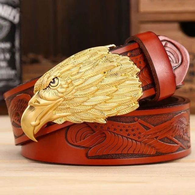 High Quality Designer Waist Strap Punk Cowboy Genuine Leather Belt