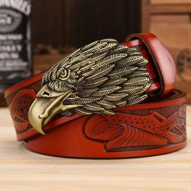 High Quality Designer Waist Strap Punk Cowboy Genuine Leather Belt