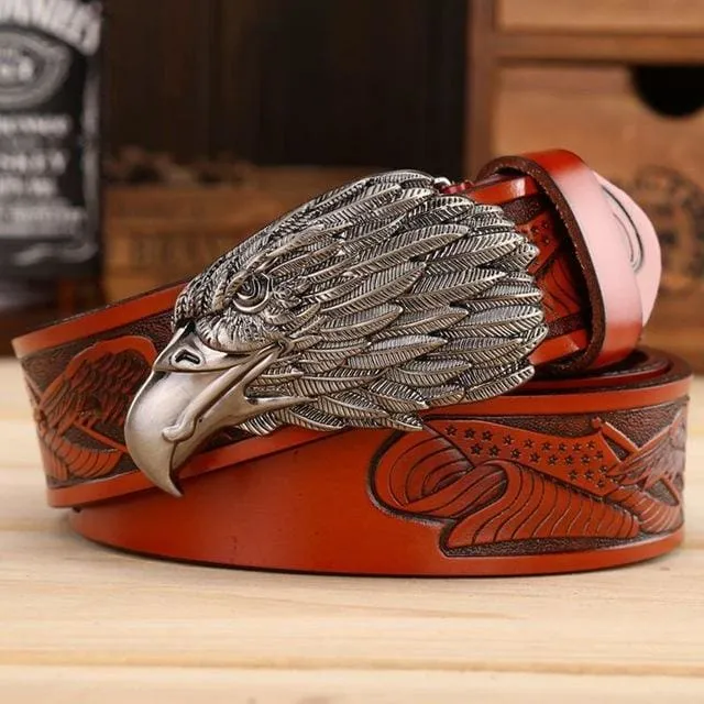 High Quality Designer Waist Strap Punk Cowboy Genuine Leather Belt