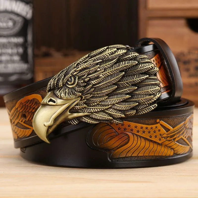 High Quality Designer Waist Strap Punk Cowboy Genuine Leather Belt