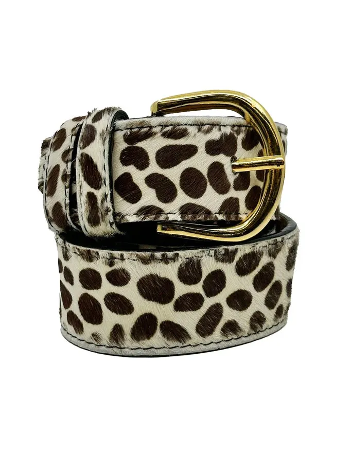 Jeans Belt Cream Giraffe Print