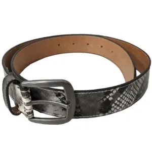 LAVENDER BAY - Women's Snake Print Black Leather Belt
