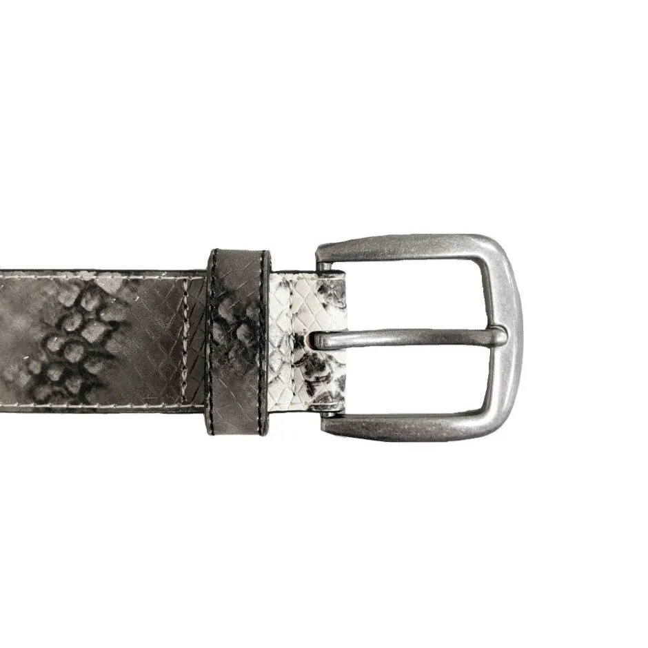 LAVENDER BAY - Women's Snake Print Black Leather Belt