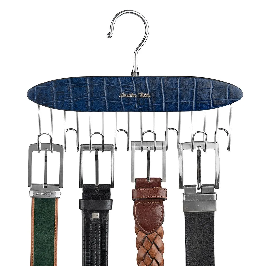 Leather Wooden Belt Hanger | Color: Brown & Blue