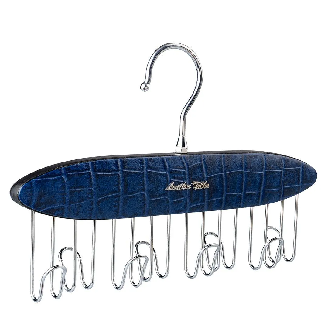 Leather Wooden Belt Hanger | Color: Brown & Blue