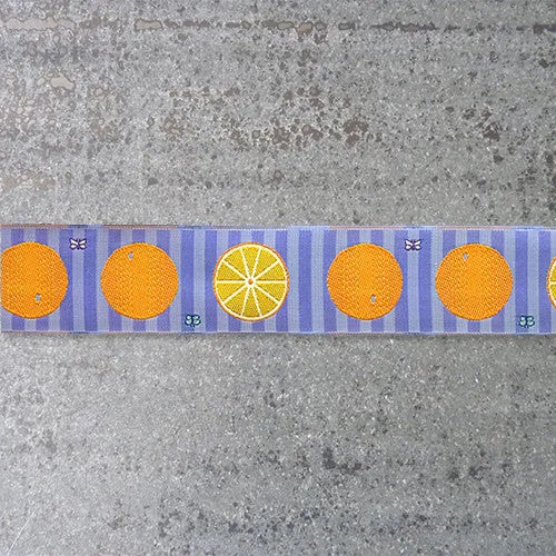 LFNT Ribbon : Oranges on Lavender Stripe