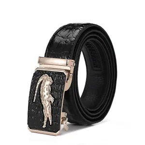 Luxury Genuine Leather Crocodile Pattern Automatic Buckle Belt