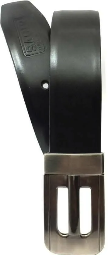 Men Casual Black Artificial Leather Belt (Size: 48)