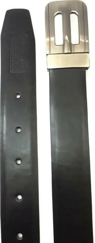 Men Casual Black Artificial Leather Belt (Size: 48)