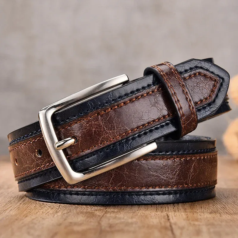 Men Leather Belt For Jeans Luxury Strap Western Designer Male Waist Trouser Belts Fashion Classic Vintage Pin Buckle