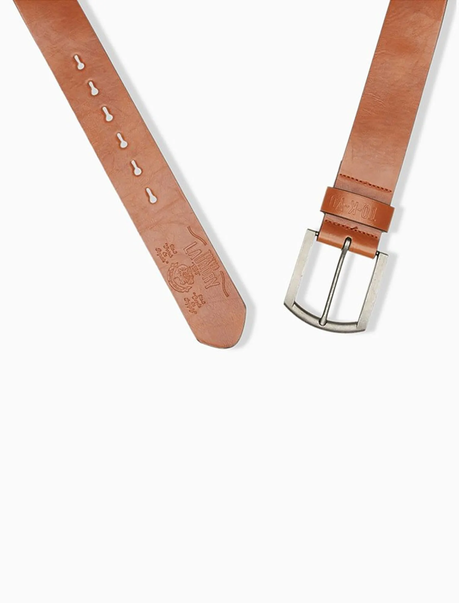 Men's braized logo tanned leather belt - Tokyo Laundry