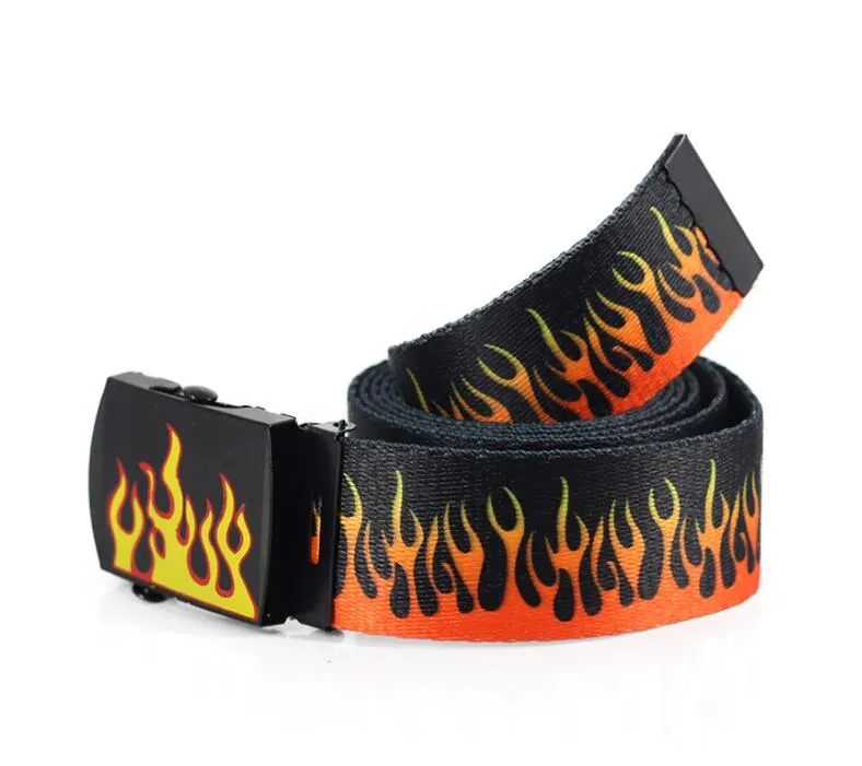 Men's Flame Print Adjustable Waist Belt