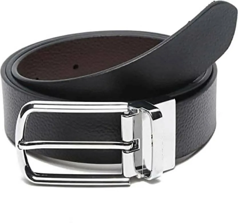 Men's Party, Formal, Casual Brown, Black Genuine Leather Reversible Belt (Size: 44)