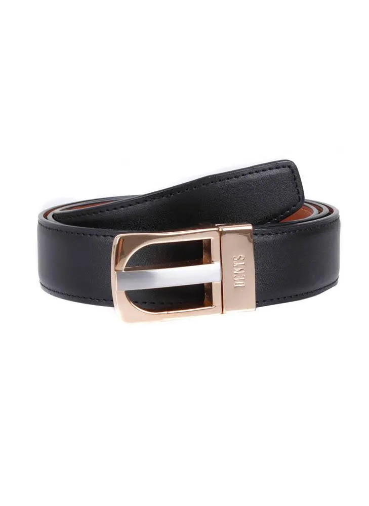 Men's Reversible Leather Belt with Gold and Nickel Buckle