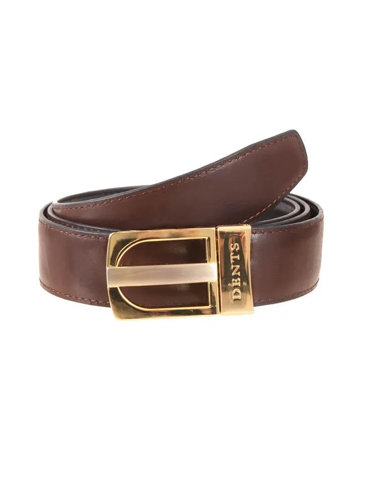Men's Reversible Leather Belt with Gold and Nickel Buckle