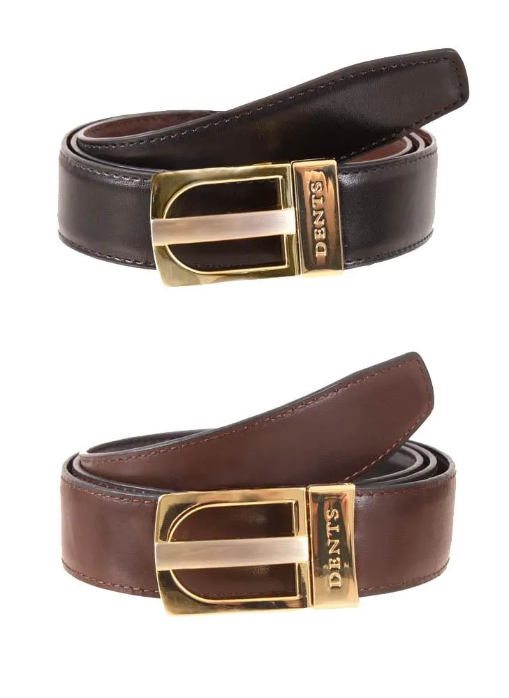 Men's Reversible Leather Belt with Gold and Nickel Buckle