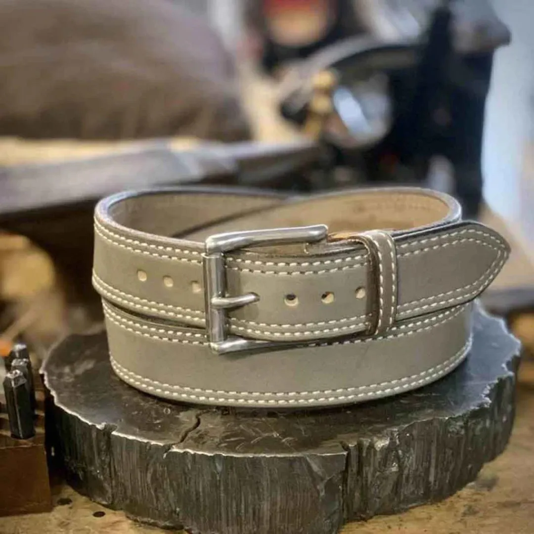 Men's Silver Cloud Leather Belt