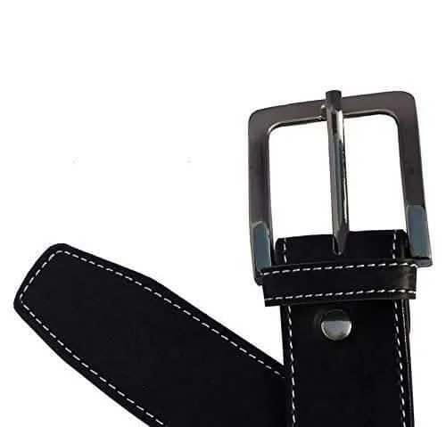 Men's Synthetic leather black and tan needle pin point buckle belts combo (Pack of 2)