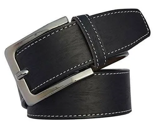 Men's Synthetic leather black and tan needle pin point buckle belts combo (Pack of 2)