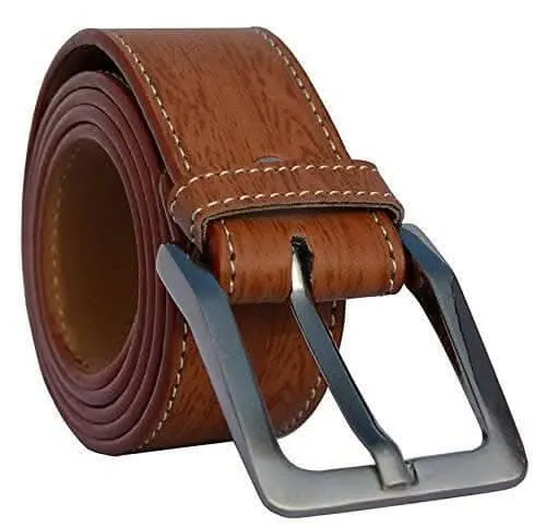 Men's Synthetic leather black and tan needle pin point buckle belts combo (Pack of 2)