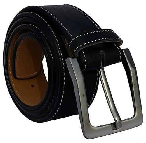 Men's Synthetic leather black and tan needle pin point buckle belts combo (Pack of 2)