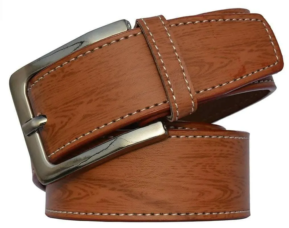 Men's Synthetic leather black and tan needle pin point buckle belts combo (Pack of 2)