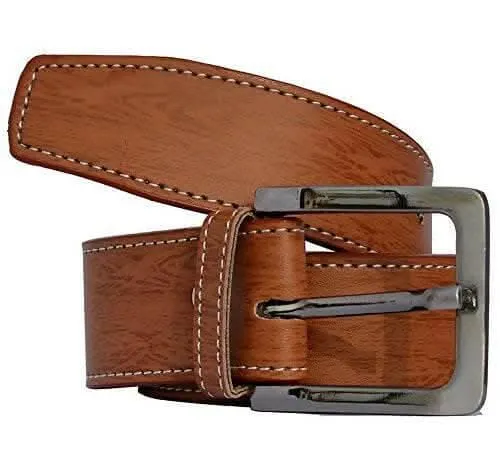 Men's Synthetic leather black and tan needle pin point buckle belts combo (Pack of 2)
