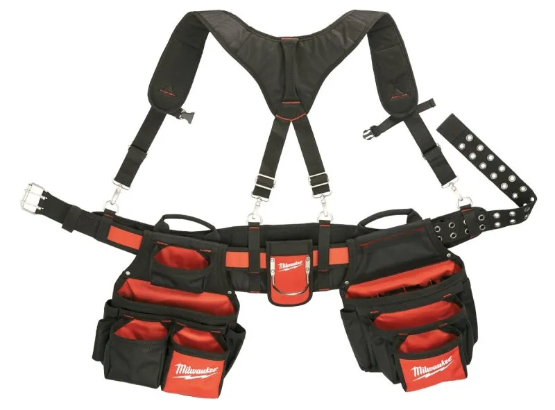 Milwaukee 48-22-8120 Work Belt, 30 to 53 Waist, 1680 Denier Nylon, Black/Red, 24-Pocket :EA: QUANTITY: 1