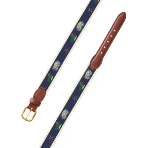 Navy & Natural Golf Motif Children's Belt