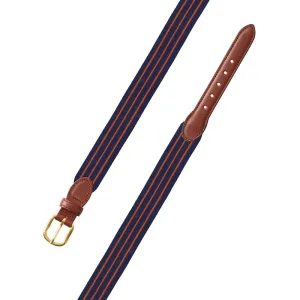 Navy & Thin Orange Stripe Grosgrain Ribbon Children's Belt