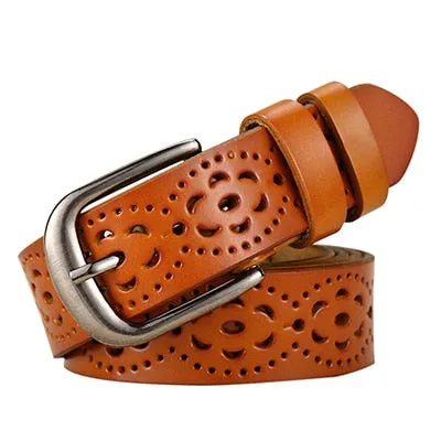 New Fashion Genuine Leather Belt Women Without Drilling Luxury Belt