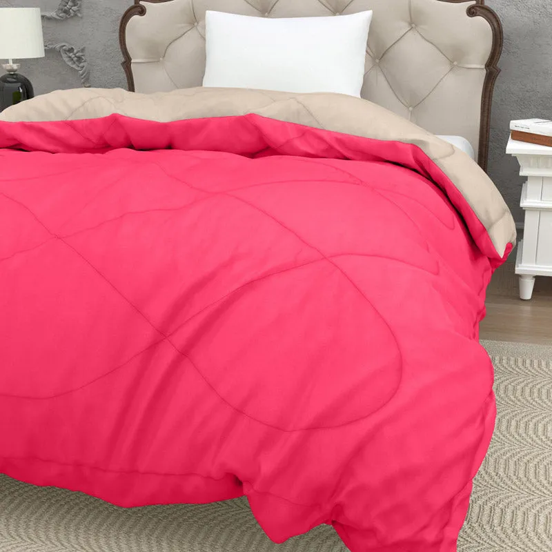 Nihara Reversible Dual Color Glace Cotton Comforter (Beige & Pink)  - 200 GSM
