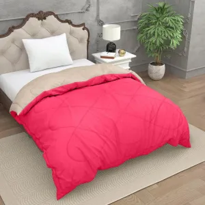 Nihara Reversible Dual Color Glace Cotton Comforter (Beige & Pink)  - 200 GSM