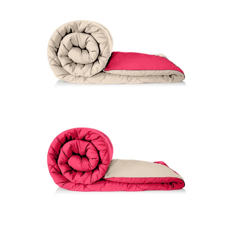Nihara Reversible Dual Color Glace Cotton Comforter (Beige & Pink)  - 200 GSM