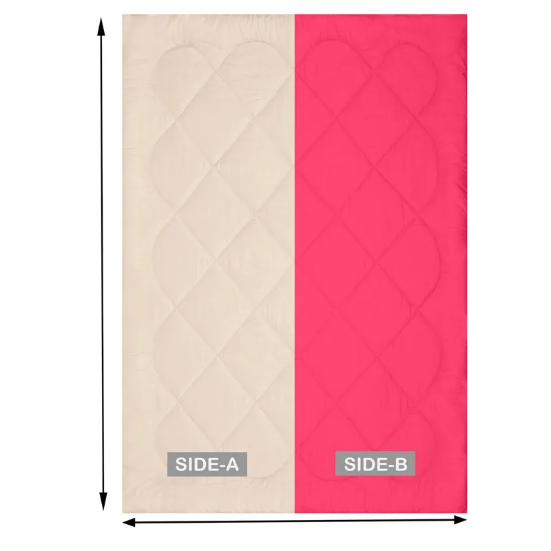 Nihara Reversible Dual Color Glace Cotton Comforter (Beige & Pink)  - 200 GSM