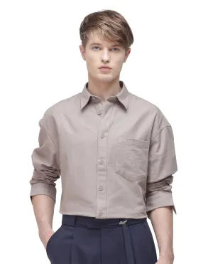 Rare Rabbit Men Let Dark Beige Cotton Fabric Full Sleeve Regular Collared Button Closure Boxy Fit Plain Shirt