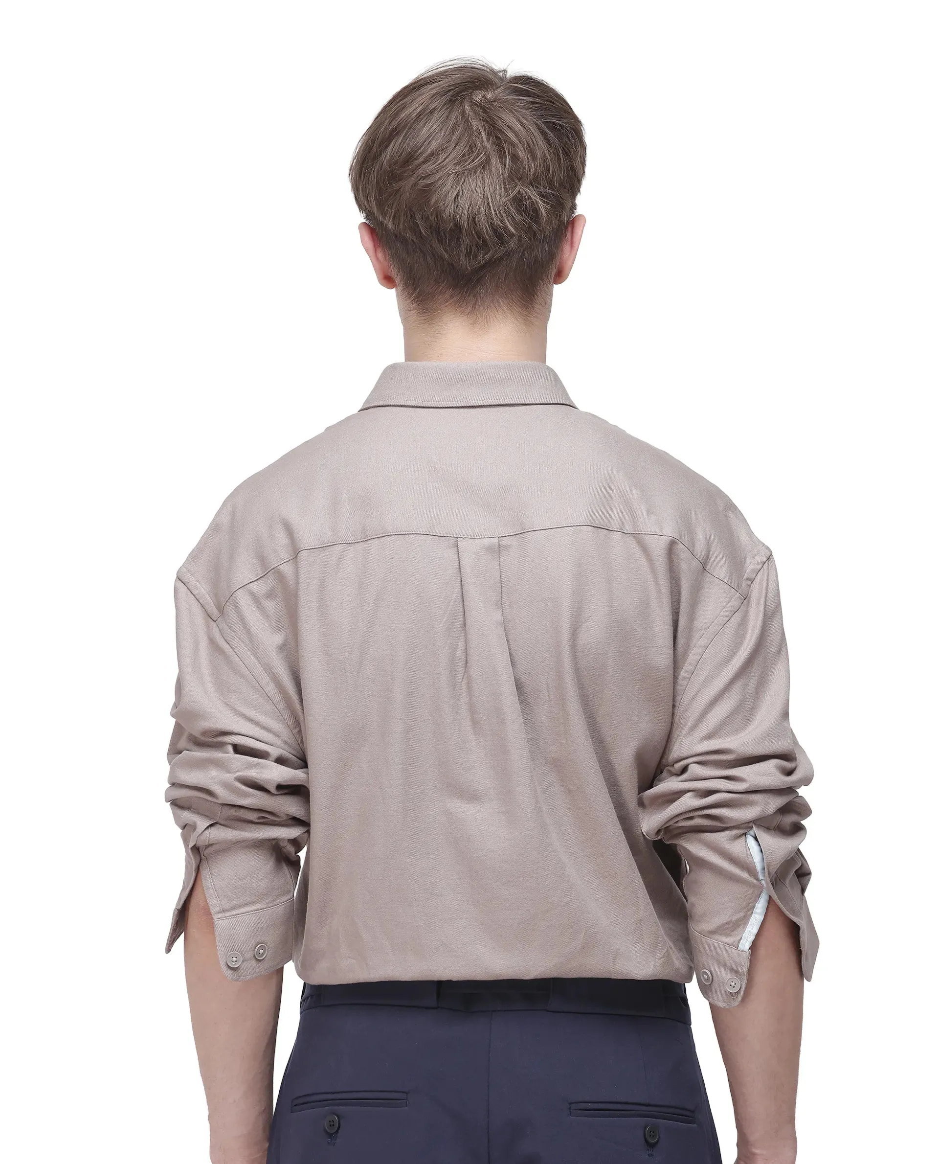 Rare Rabbit Men Let Dark Beige Cotton Fabric Full Sleeve Regular Collared Button Closure Boxy Fit Plain Shirt