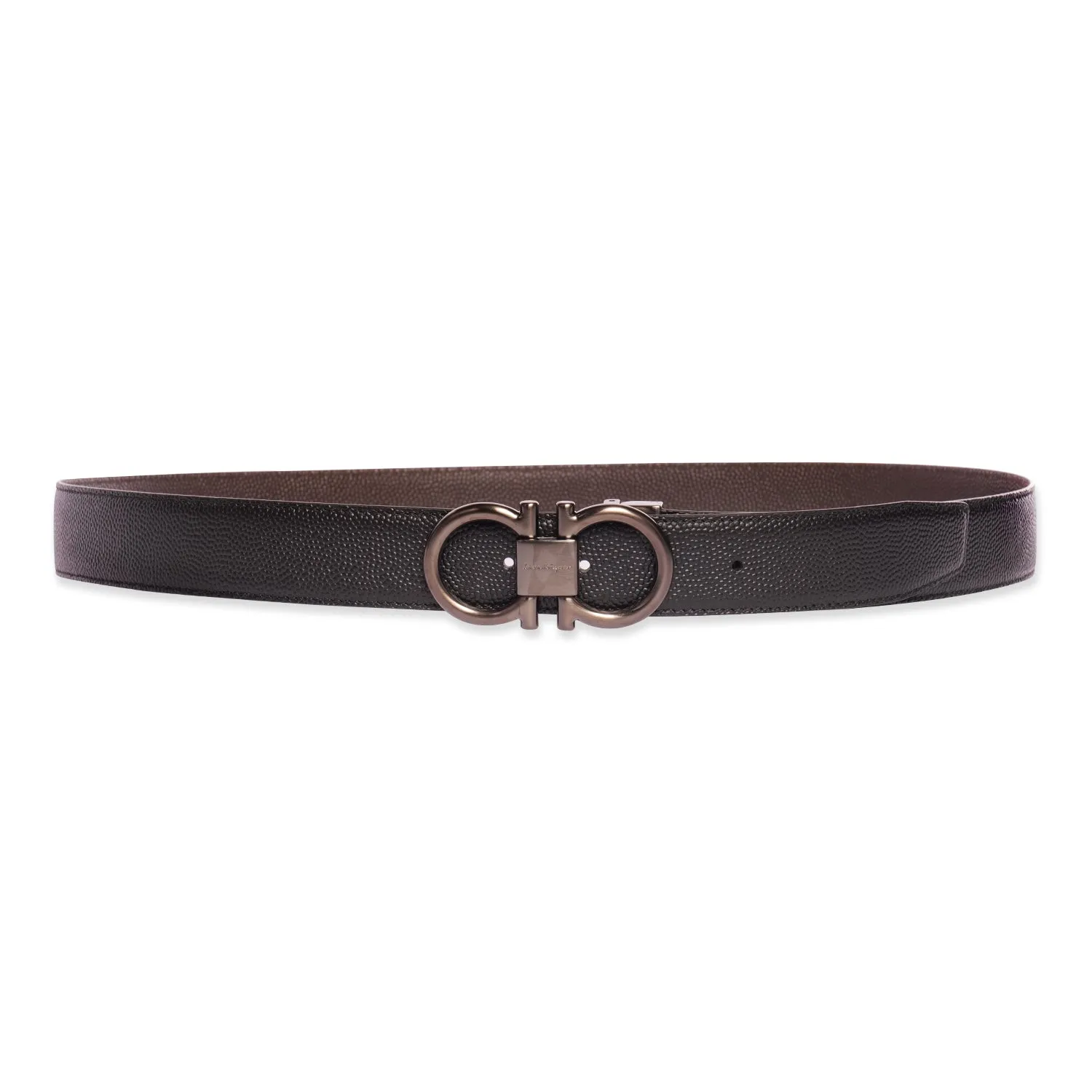 SALVATORE FERRAGAMO REVERSIBLE LEATHER BELT IN BLACK