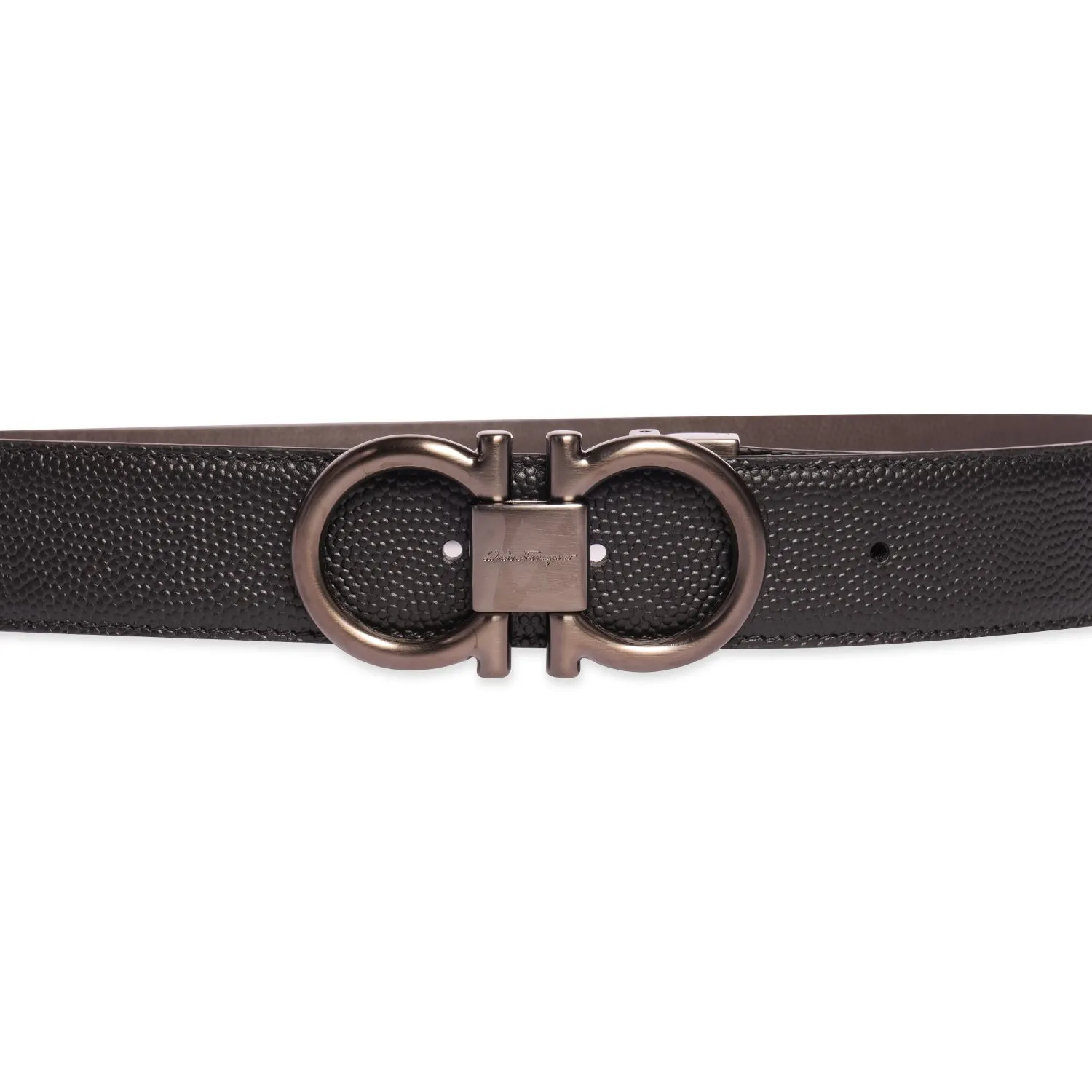 SALVATORE FERRAGAMO REVERSIBLE LEATHER BELT IN BLACK