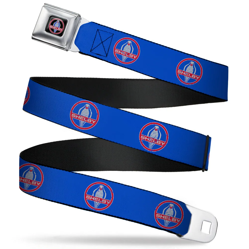 SHELBY Cobra Full Color Black Gray Red Blue Seatbelt Belt - SHELBY Cobra Weathered Blue/Gray/Red Webbing