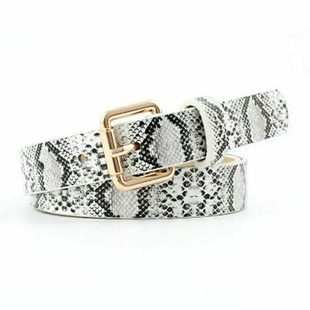 Snake Skin Print Belts Faux Leather