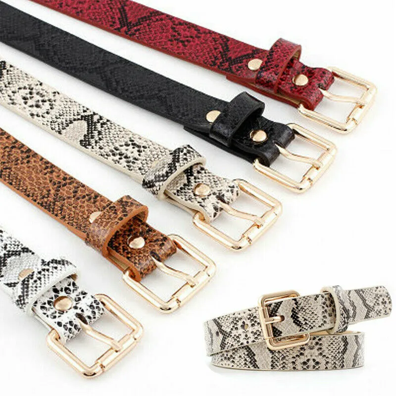 Snake Skin Print Belts Faux Leather