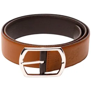 Sovereign Grade Medium Brown/Dark Brown Grained Calfskin Reversible Belt