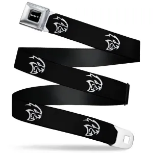SRT Logo Full Color Black White Seatbelt Belt - Dodge Hellcat Logo Black/White Webbing
