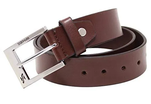 STARHIDE Mens Full Grain Real Leather Belt With Detachable Alloy Single Prong Buckle SB08