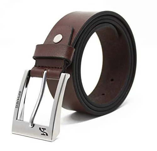 STARHIDE Mens Full Grain Real Leather Belt With Detachable Alloy Single Prong Buckle SB08