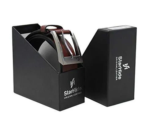 STARHIDE Mens Full Grain Real Leather Belt With Detachable Alloy Single Prong Buckle SB08