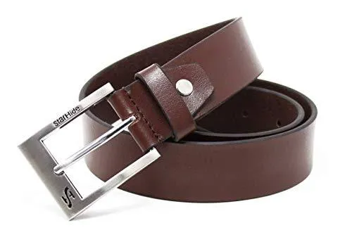 STARHIDE Mens Full Grain Real Leather Belt With Detachable Alloy Single Prong Buckle SB08