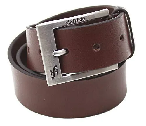 STARHIDE Mens Full Grain Real Leather Belt With Detachable Alloy Single Prong Buckle SB08
